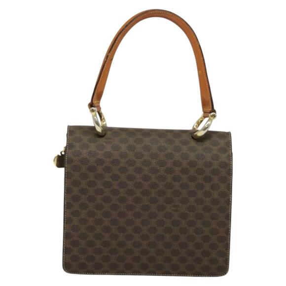 CELINE Macadam Canvas Hand Bag Pvc Leather Brown Gold - Picture 3 of 13